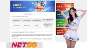 Chương trình khuyến mãi cấp vốn siêu tốc +388K từ Net88, ưu đãi hấp dẫn